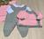 Kit saída de maternidade em tricot 4 peças Rosa com cinza
