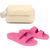 Kit Sandália Slide Feminina + Bolsa Flap Alça Tiracolo Moda Branco, Rosa