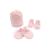 Kit Sapato Touca E Luva Conjunto para Recem Nascido Menino Menina Rosa com branco