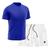 Kit Short + Camiseta Dry Treino Fitness Academia Bermuda Camisa Praia Esporte Azul Azul, Branco
