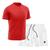 Kit Short + Camiseta Dry Treino Fitness Academia Bermuda Camisa Praia Esporte Vermelho Vermelho, Branco