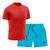 Kit Short + Camiseta Dry Treino Fitness Academia Bermuda Camisa Praia Esporte Vermelho Vermelho, Azul