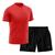 Kit Short + Camiseta Dry Treino Fitness Academia Bermuda Camisa Praia Esporte Vermelho Vermelho, Preto