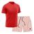 Kit Short + Camiseta Dry Treino Fitness Academia Bermuda Camisa Praia Esporte Vermelho Vermelho, Rosa