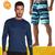 Kit Shorts Bermuda Verão Tactel SURF + Camiseta Academia MASCULINO PROTEÇÃO UV SOLAR ML 857 Azul