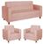 Kit Sofá 2 Lugares e 2 Poltronas Denver Sintético Rosa Bebê - AM Decor Rosa Bebê