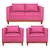 Kit Sofá 3 Lugares e 2 Poltronas Europa 180 cm Estilo Conforto e Elegância Corano - Amarena Móveis Pink