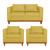 Kit Sofá 3 Lugares e 2 Poltronas Europa 180 cm Estilo Conforto e Elegância Suede - Amarena Móveis Amarelo