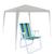 Kit Tenda Gazebo 3x3m Branca + Cadeira De Praia Dobrável Azul