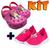 Kit Tenis+Babuche Infantil Uniflex Confortavel Calce Facil Leve personagens Menino Menina Minnie