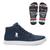 Kit Tênis Cano Médio Casual Masculino + Chinelo Conforto Azul