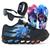 Kit Tênis De Led Infantil Menino Masculino Sonic Preto + Chinelo + Relógio + Óculos Preto