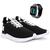 Kit Tênis Esportivo Masculino Academia Caminhada Olimp + Smartwatch BF Shoes Multicores