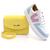 Kit Tênis Feminino Sola Baixa + Bolsa Corrente Ombro Amarelo