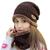 Kit Touca Boina Gorro Cachecol Beanie Forrada Inverno Femin. Marrom, Escuro