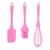 Kit Utensilios Confeitaria 3 Peças Fue Pincel Espatula Silicone Cozinha Utensílios Confeitar Rosa