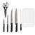 Kit Utensilios Cozinha 1 Tabua 4 Facas 1 Chaira 1 Tesoura Inox