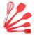 Kit Utensílios Cozinha Silicone Espátula 5 Peças Collor Vermelho