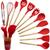 Kit Utensilios de Silicone de Cozinha Com 12 Peças Premium Vermelho