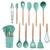 Kit Utensílios De Silicone Para Cozinha 13 Peças Verde Madeira