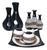 Kit Vasos De Cerâmica - Centro De Mesa - Enfeites Para Sala - 9 Peças preto