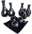 Kit Vasos De Cerâmica - Centro De Mesa - Enfeites Para Sala - 9 Peças preto liso