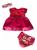 Kit Vestido Calcinha Laço Roupa Bebe 0-6 Meses 3 peças Rosa