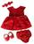 Kit Vestido Calcinha Sapatinho Laço Roupa Bebe 0-6 meses 4pc Vermelho coração2