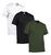 Kit03 Camisetas Masculina Lisa Poliester 30.1 Sublimacao Basica Casual 1preto 1branco 1verde