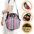 Lancheira Térmica Bolsa Marmita Fitness Neoprene Portátil Lanche Viagem Necessaire Comida Alça Marmiteira Diversas Cores e Modelos Listra Rosa