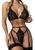 Lingerie Feminina Sexy Renda Com Cinta Liga Sensual Completo Preto