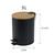 Lixeira Inox Pedal Tampa de Bambu 5 Litros Banheiro Escritório Preto