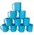 Lote caneca copo plastico 50pçs kit merenda escolar infantil reforçado com alça colorido grande Azul Claro