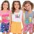 Lote Kit 2 Conjuntos Infantil de Verão Menina 4 Peças de Roupa Infantil Menina Feminina Verão Multicolorido