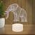 Luminária Led 3d  Elefante 6  Abajur Presente Criativo Decoração Base Branca