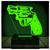 Luminária Led 3d  Revolver Arma  Abajur Verde