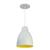 Luminária Pendente Bala Com Interior Amarelo Com Fiação 110/220v Branco Micro Textura