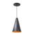 Luminária Pendente Cone Com Interior Laranja Com Fiação 110/220v Preto Micro Textura