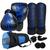 Luva Boxe Muay Thai+Caneleira+Bolsa+Bandagem+Bucal Azul