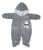 Macacão De Bebê Menino Com Capuz Plush Inverno Bicho Molhado Cinza urso
