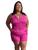 Macacão Feminino Plus Size Shorts Alfaiataria Social com Cinto Rosa, Pink