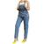 Macacão Jeans Feminino Com Bordado Manual em Strass Azul