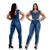 Macacao Longo Feminino jeans com lycra Elegante  Lavagem escura