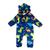 Macacão Pelúcia Fleece Bebe Infantil Zíper Quentinho P/ Frio Dinos fundo azul m73