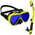 Máscara de Mergulho Antiembaçamento com Snorkel Atlantic Amarelo flúor, Lente azul