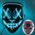 Máscara Halloween Fantasia Gangster Led Neon Festas AZUL CLARO