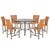 Mesa Ascoli 120 Cm com 6 Cadeiras Cannes de Alumínio, Pintura Marrom e Trama Tela de Corda Náutica Terra Cota