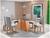 Mesa de Jantar 6 Cadeiras Retangular Off White Imbuia e Pastel Tampo de MDF com Vidro Viero Roma Mel, Cinza e Grafite