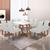 Mesa de Jantar 8 Cadeiras Arizona Canela com Vidro Chocolate/Off White/Boucle Gelo - Cel Móveis Branco