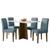 Mesa de Jantar Anitta 135x90 com 4 Cadeiras Ana Imbuia/Off White/Azul - PR Móveis Imbuia/Off White/Azul